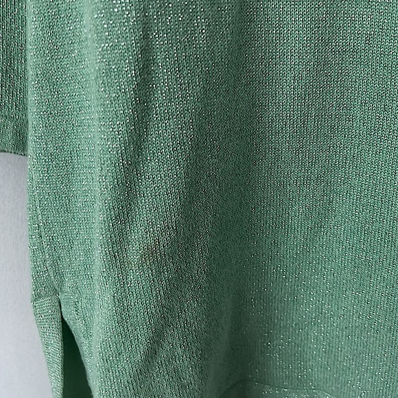 Bob Mackie Vintage Mint Green Floral Metallic 3/4 Sleeve Sweater Shirt **Sz M** - Picture 7 of 7